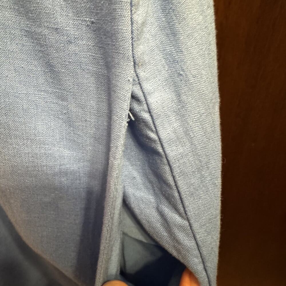 Maeve By Anthropologie Dress 16W Midi Tie Front Button Down Coastal Linen Blend - Picture 4 of 12